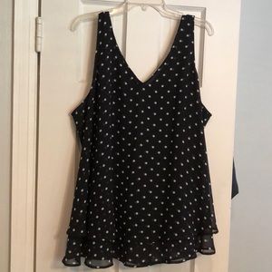 Lane Bryant Polka Dot Chiffon Top